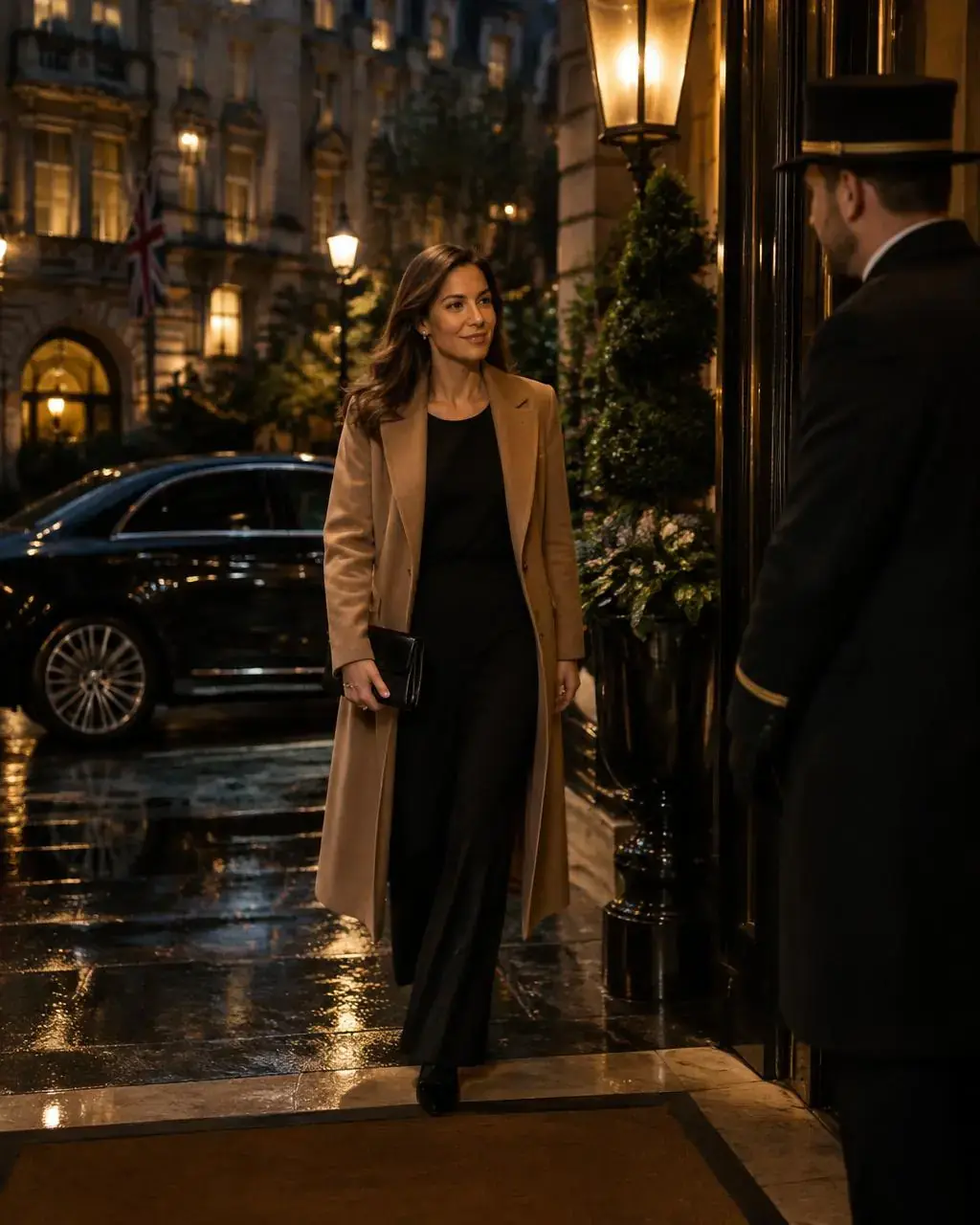 Guest arriving at a luxury hotel by chauffeur car